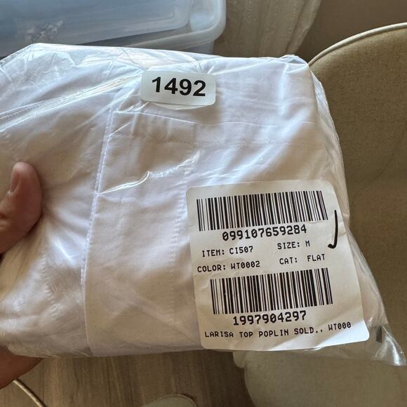 J.Crew Ciel Top Womens M White Poplin Boatneck Side Button Waist Tie CI507 LS - Picture 7 of 7